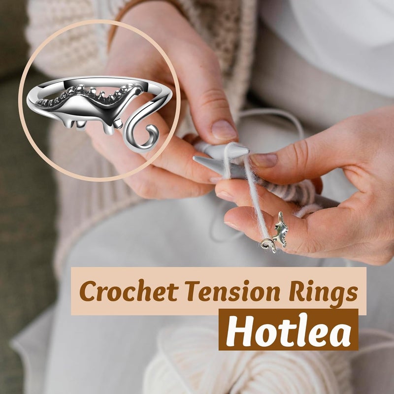 Hotlea Store 8 Pieces Crochet Tension Rings for Crocheting Yarn Guide Ring for Finger Yarn Crochet Ring Knitting Accessories - Image 3